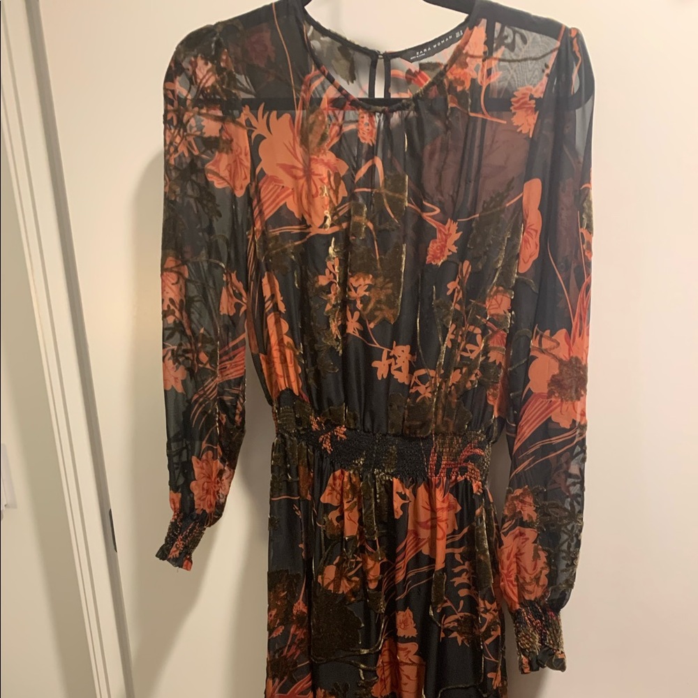 Zara printed long sleeve dress